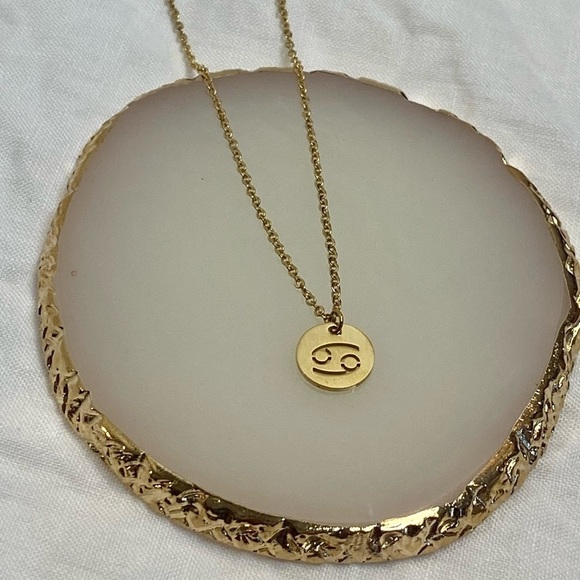 Handmade Jewelry - CANCER Coin‎ Necklace | Dainty GOLD Zodiac Pendant Chain pendant